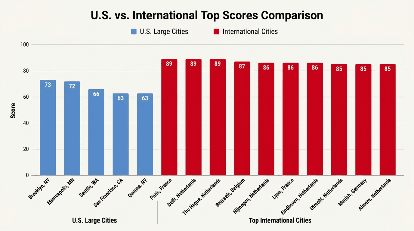 U.S. vs. International top scores comparison chart